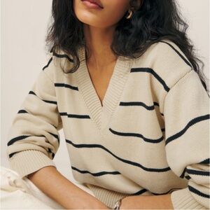 Reformation Sienna Oversized Cotton V Neck Sweater